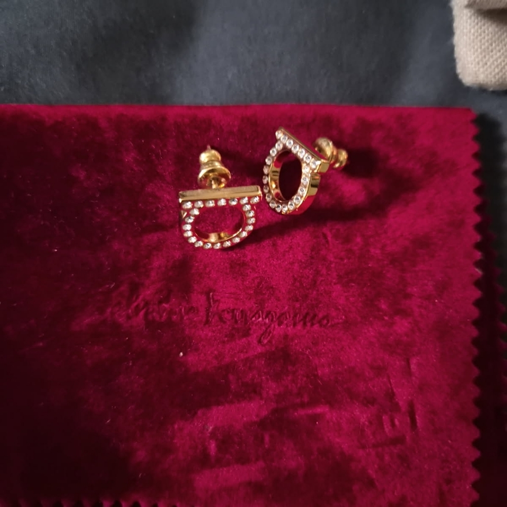 Ferragamo Gold Stud Earrings